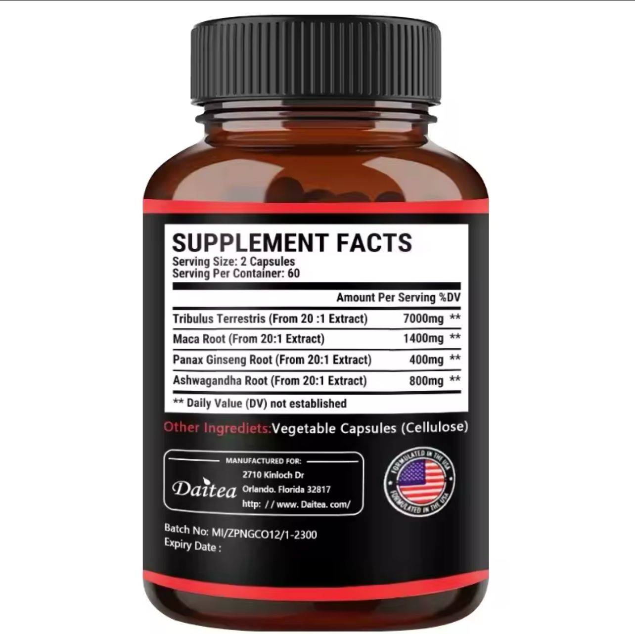 Organic tribulus terrestris capsules