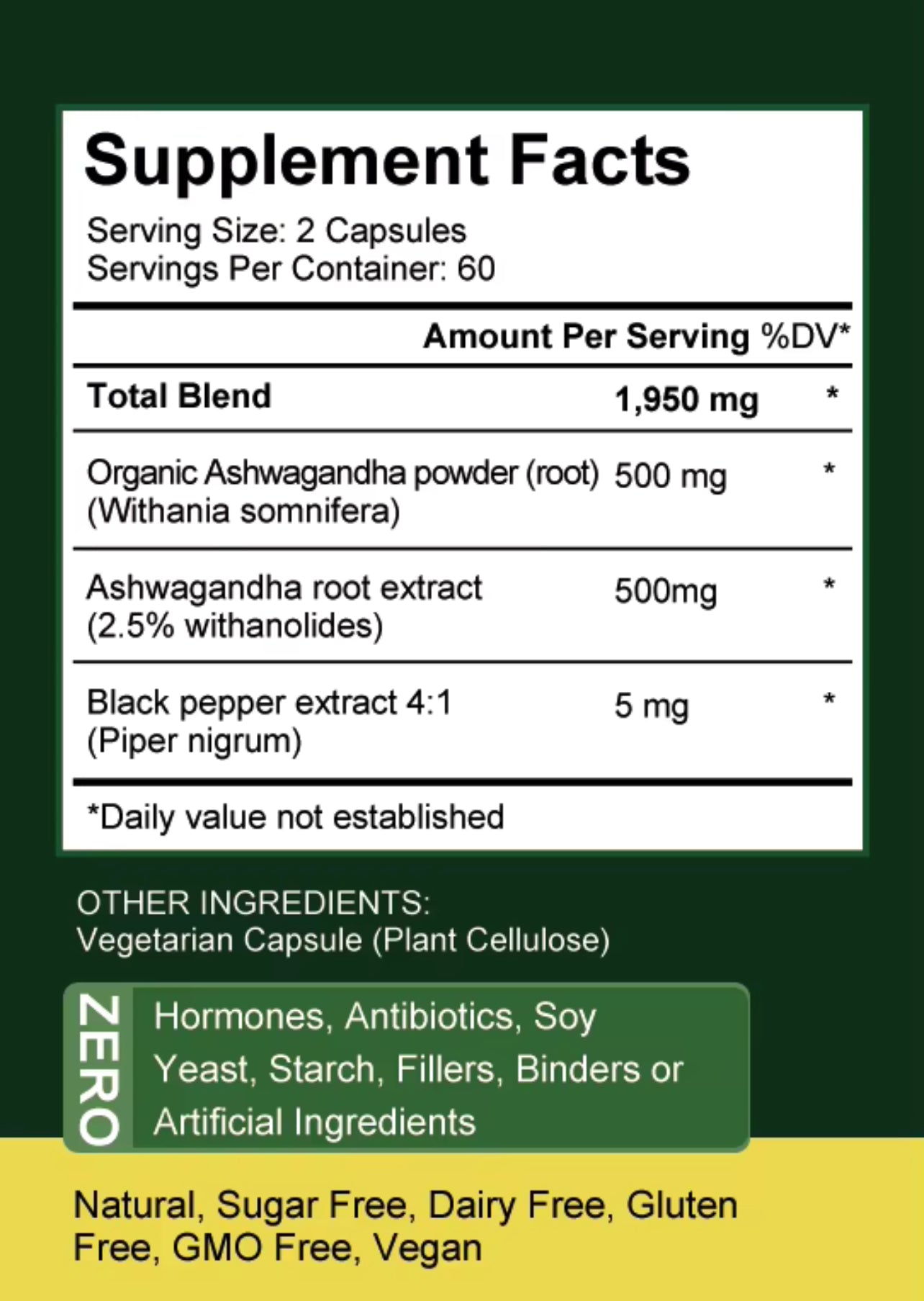 Organic ashwagandha capsules